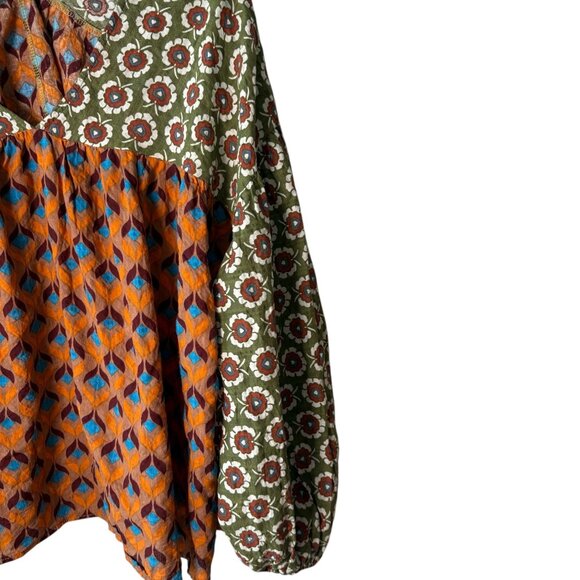 Womens Boho Long Sleeve Floral & Geometric Print Top By Bucket List Lightweight - Picture 2 of 6